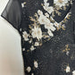 Vintage 90s CDC Floral Dress Sheer Short Sleeve Asymmetric Hem Layered Black 6 Petite