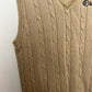 Vintage 90s Izod Club Sweater Vest Chunky Cable Knit Tan