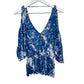 Free People Abracadabra Blouse Blue White Tie Dye Cold Shoulder Peplum Crop Small