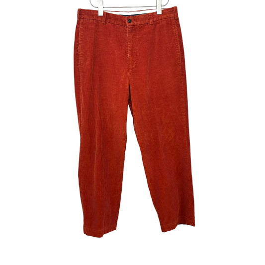 Brooks Brothers Hudson Corduroy Trouser Pants Chinos Wide Wale Rust Orange 34 X 30