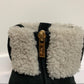Yves Saint Laurent YSL Wedge Heel Aspen Suede Black Boots Shearling Fur 37.5