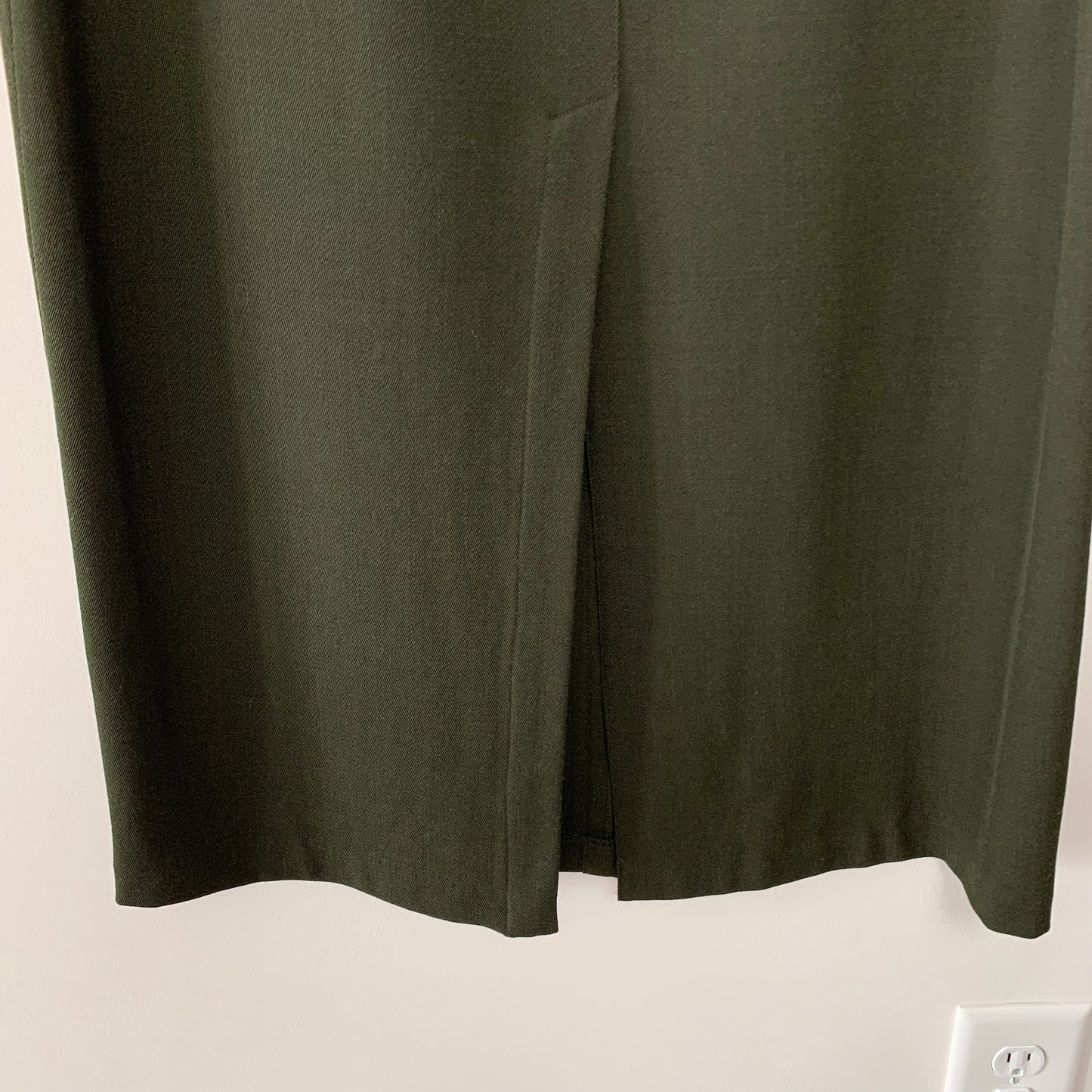 Lauren Ralph Lauren Olive Green Wool Blend Midi Skirt 8