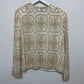 Vintage Scala Silk Beaded Jacket Cream and Gold Medium