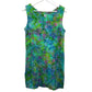 Retro Rosan Bahamas Sleeveless Dress with Blue Green Tie Dye and Floral Print Medium