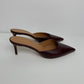 Mansur Gavriel Slipper Heel Cabernet Burgundy Pointed Toe Mules Kitten Heels Size 37 1/2
