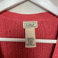 L.L. Bean Pink Oversized Chunky Knit Cardigan Sweater Cotton Small