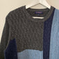 Vintage 90s Chunky Knit Grandpa Sweater Color Block Geometric Large