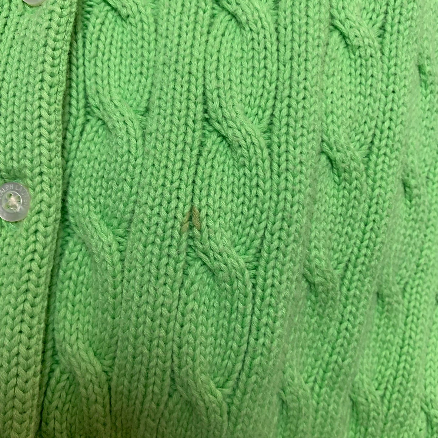 Ralph Lauren Sport Green Cable-Knit Cotton Cardigan Medium