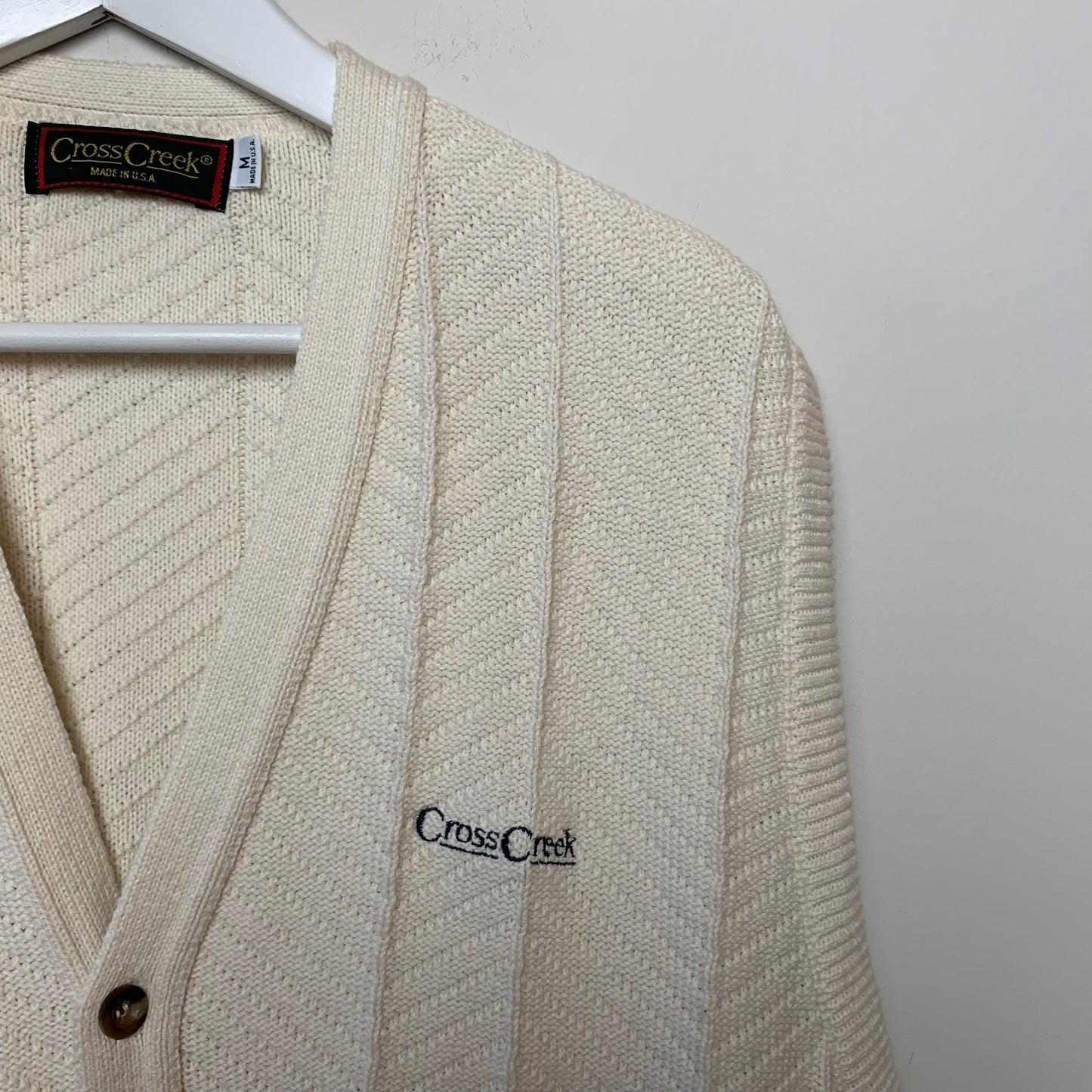 Vintage 90s Cross Creek Sweater Vest Cream Knit Made in the USA Medium