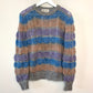 70s 80s Odyssey Open Knit Sweater Striped Pastel Spring Large