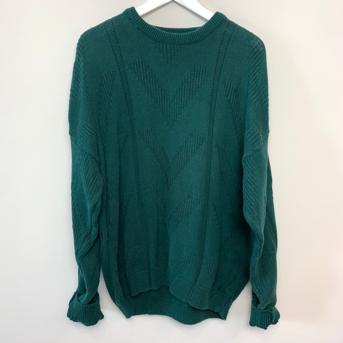 80s Jantzen Sport Chunky Knit Sweater Forest Green XL