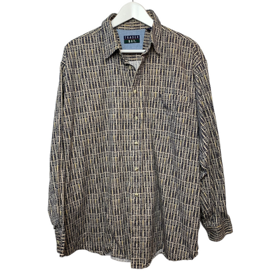 Vintage 90s Trader Bay Long Sleeve Button Down Collared Shirt Patterned XL Cotton