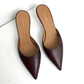 Mansur Gavriel Slipper Heel Cabernet Burgundy Pointed Toe Mules Kitten Heels Size 37 1/2