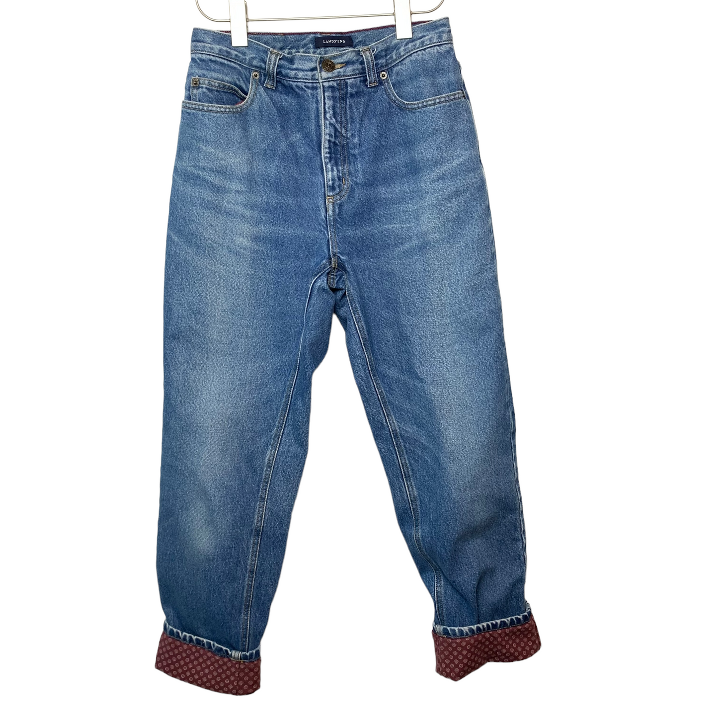 Vintage Lands' End Flannel Lined Mom Jeans Straight Leg high Rise 6 Original Fit