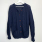 Navy Blue Chunky Knit Cardigan Sweater