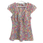 Carolina Blues Y2K Style Blouse Colorful Floral Print Psychedelic Cap Sleeve