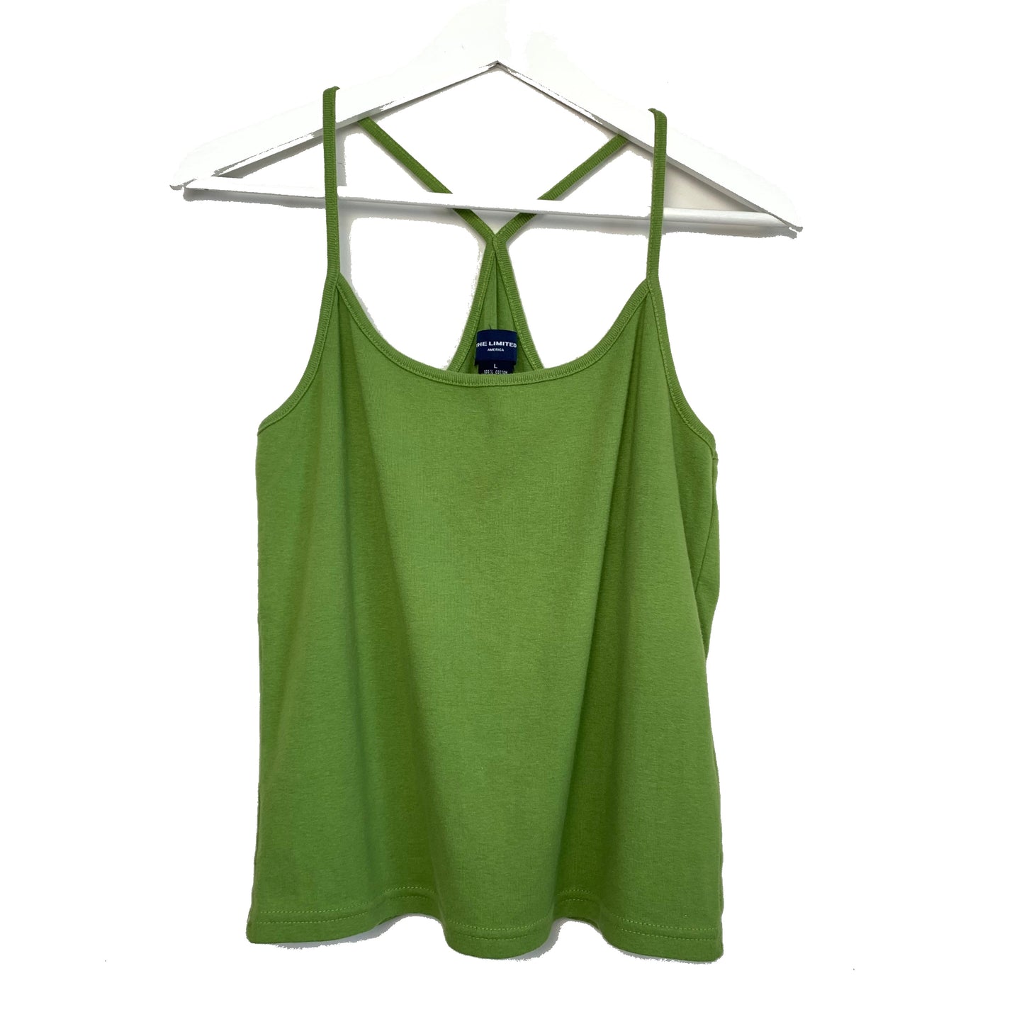 90s The Limited Green Cropped Razorback Tank Large Cotton