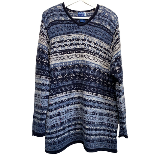 90s Venezia Jeans Fair Isle Sweater Blue 18W