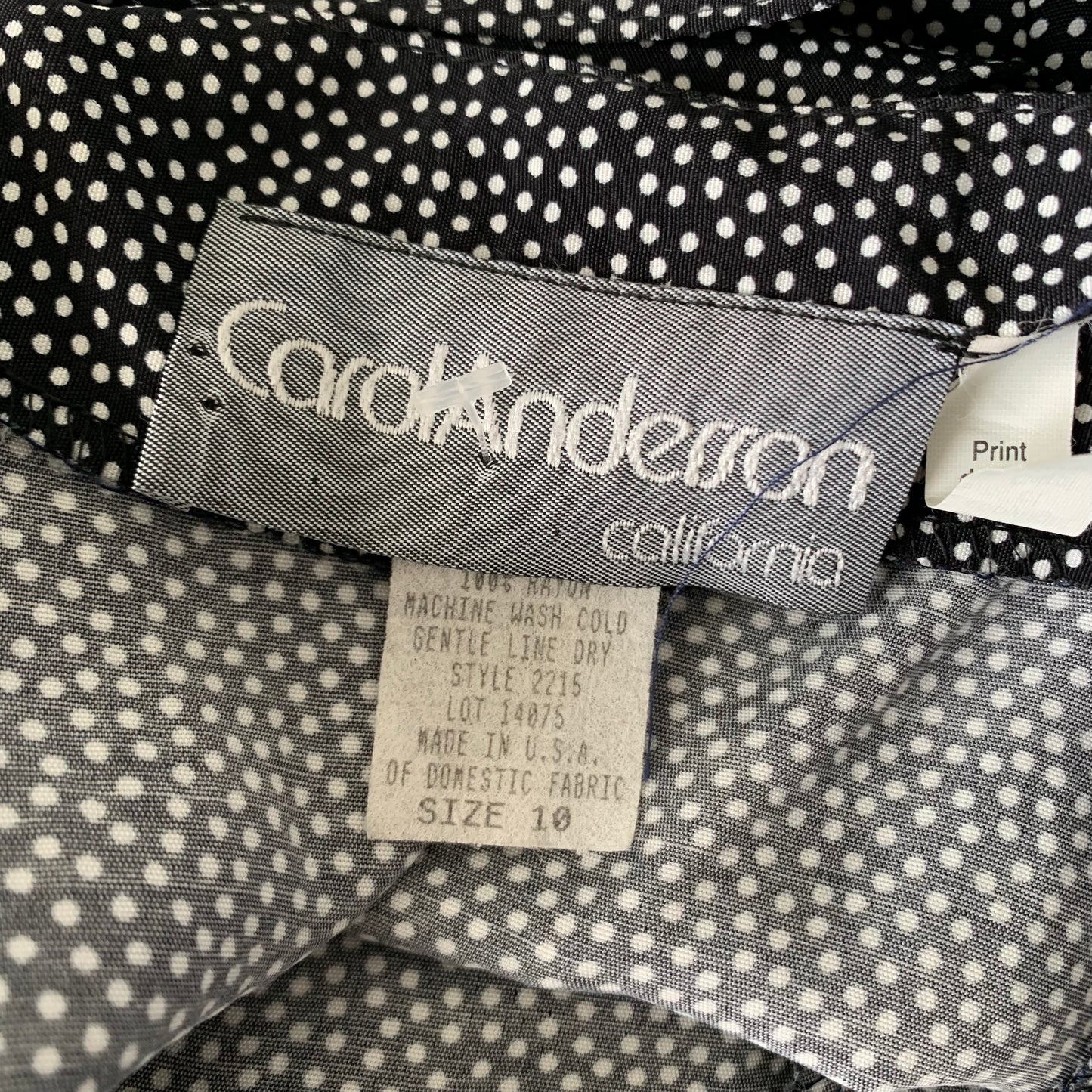 Vintage 90s Carol Anderson Black and White Polka Dot Cross back Maxi Dress with Shell Buttons 10