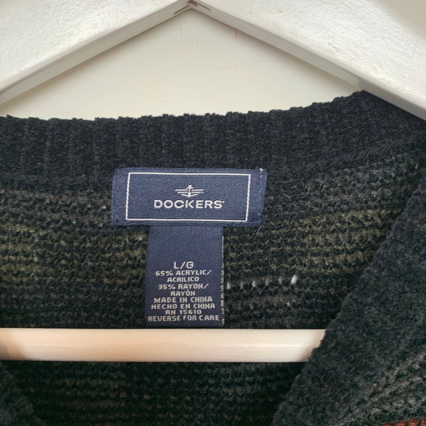 Vintage 90s Dockers Chenille Sweater Checkered Knit Crewneck Large