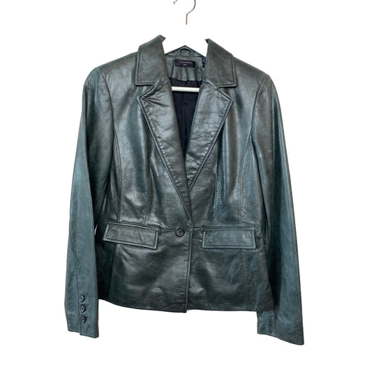 Y2K Context Leather Blazer Jacket 10 Petite