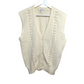 80s Tan F Jay Cream Knit Sweater Vest Pearl Buttons XL Grandpa Academia