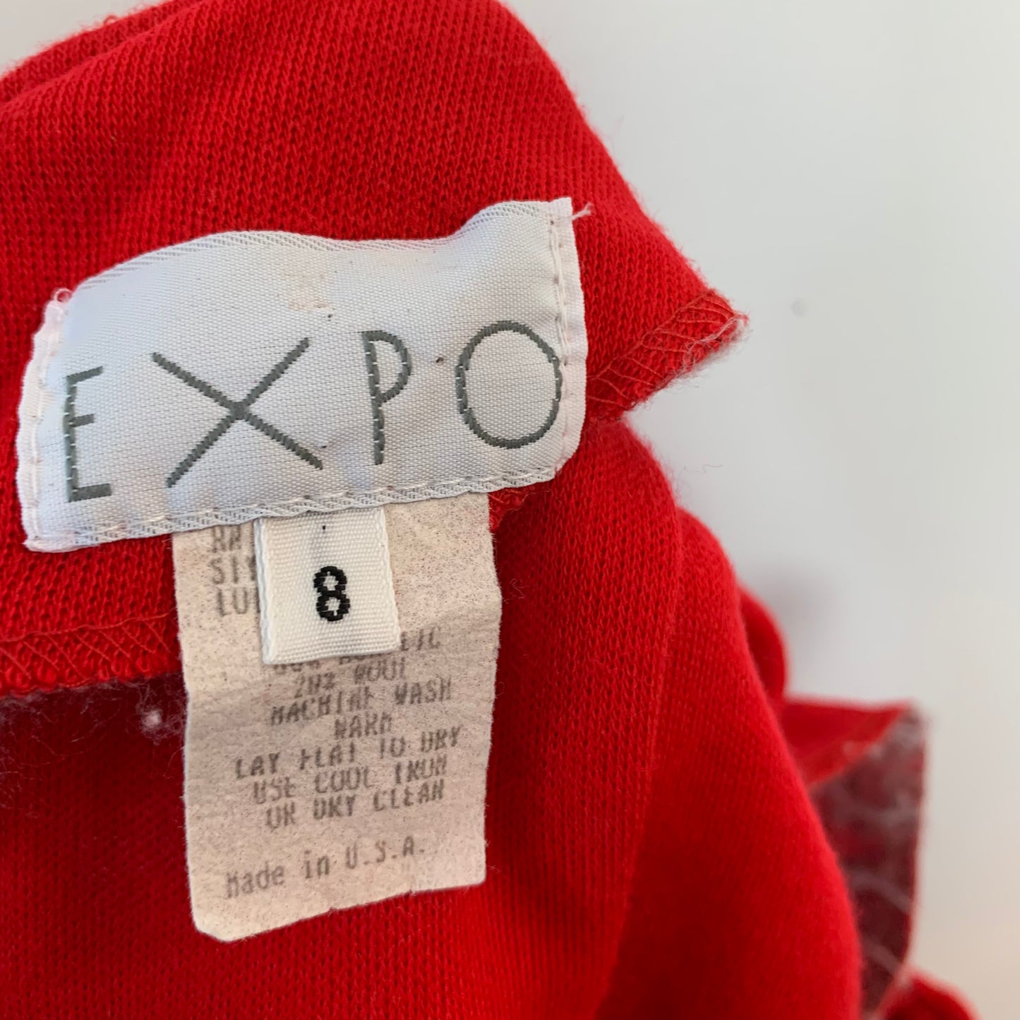Vintage 90s Expo Red Midi Dress Long Sleeve Wool Blend 8