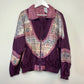 80s Athletic Works Windbreaker Purple Jacket with Fair Isle Fleece Pattern Medium