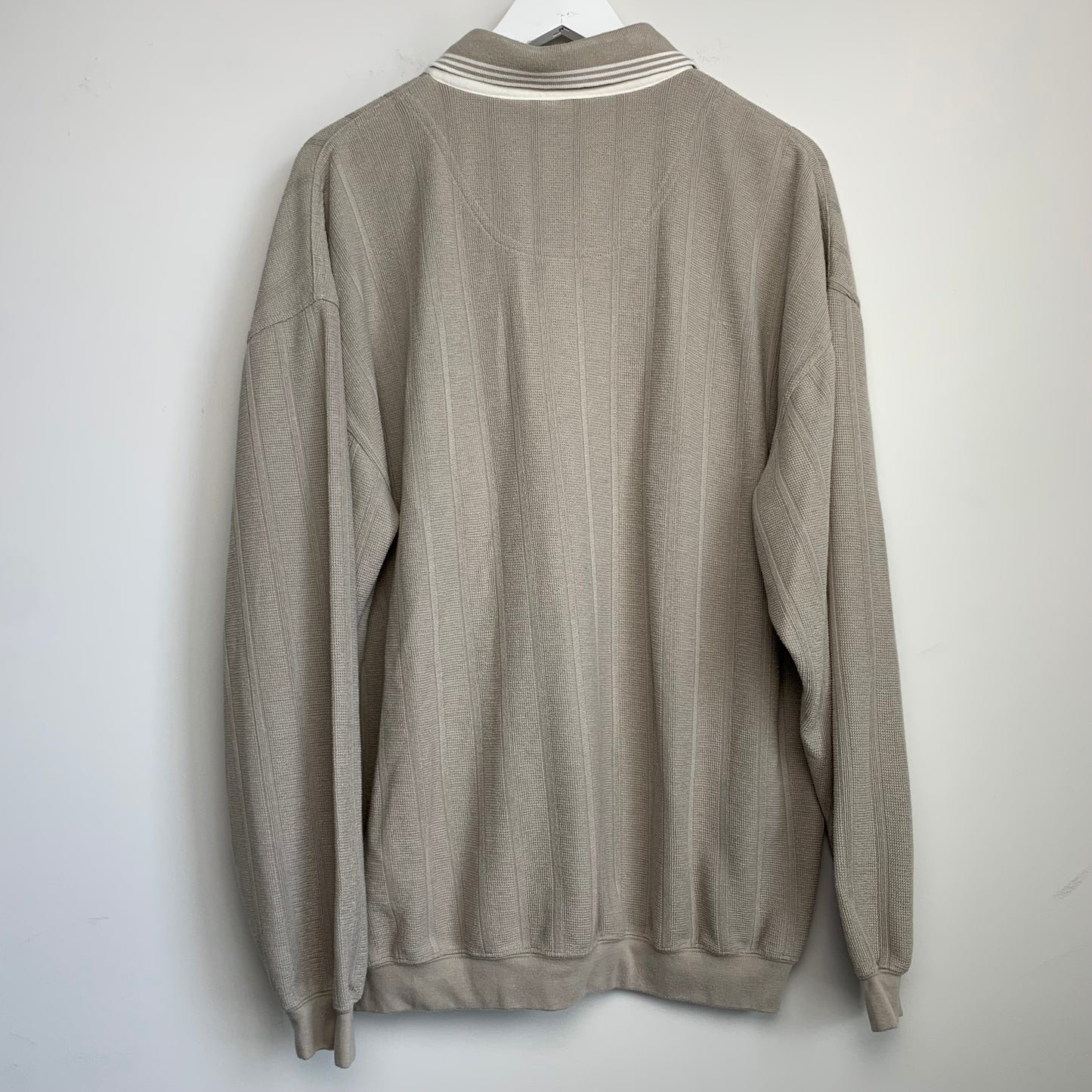 Oak Creek 90s Y2K Sweatshirt Pullover Collared Neutral Polo Oatmeal Size XL