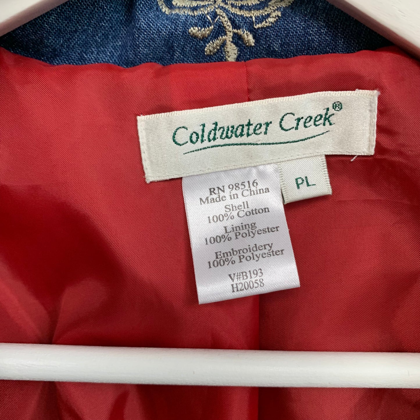 90s Coldwater Creek Denim Embroidered Blazer Jacket Large Petite