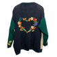Vintage 90s Eagle's Eye Fall Harvest Thanksgiving Cardigan Sweater Hand Knit 2X