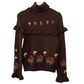 NWT Anthropologie Allison Brown Turtleneck Sweater with Embroidered Flowers XS