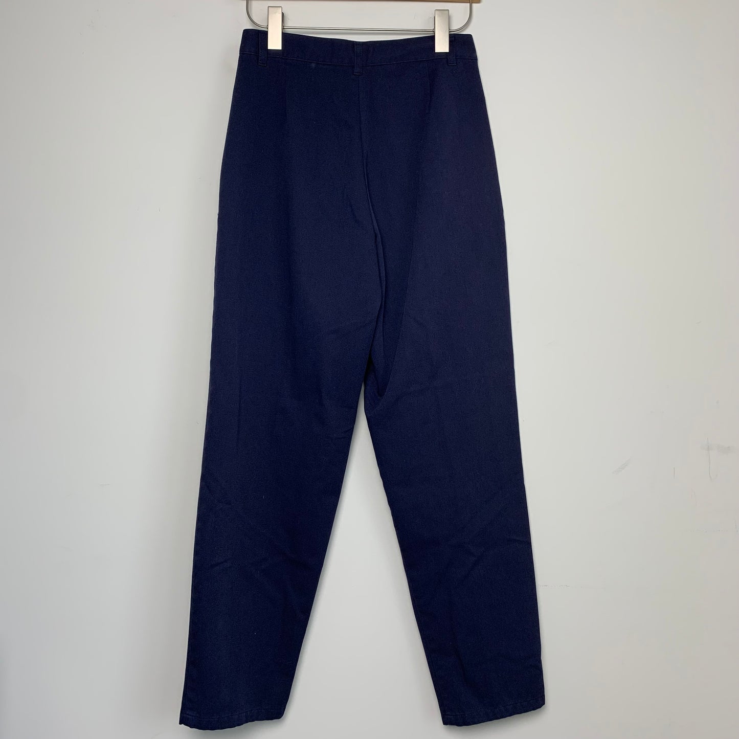 90s Bugle Boy Navy Blue High Rise Trouser Pants Pleated Straight Leg 26 inch waist