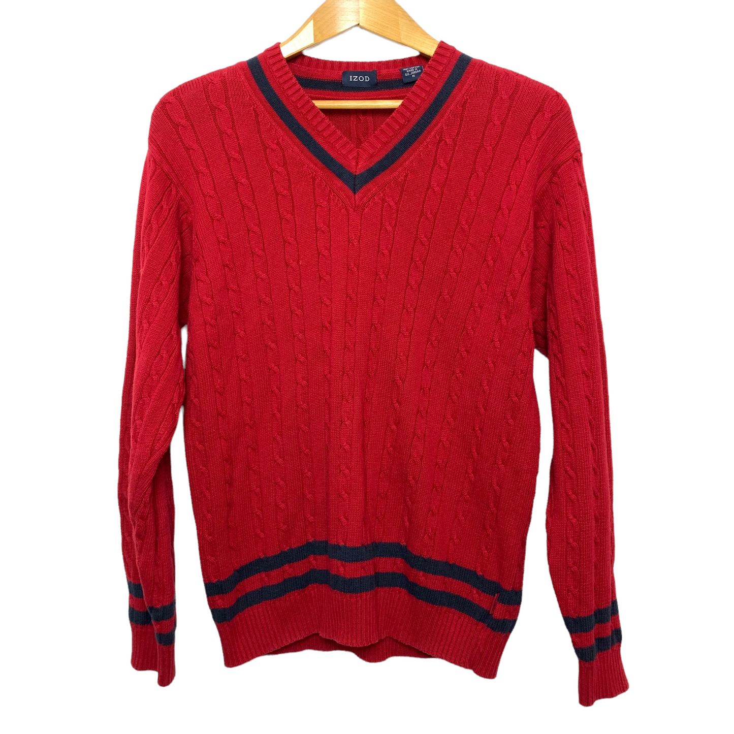 90s Izod Red Navy Blue V Neck Sweater