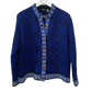 Vintage L.L. Bean Blue Wool Nordic Fair Isle Cardigan Sweater Small