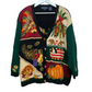 Vintage 90s Eagle's Eye Fall Harvest Thanksgiving Cardigan Sweater Hand Knit 2X