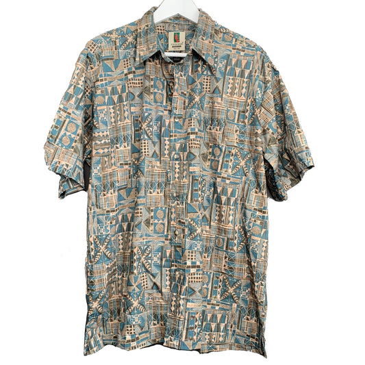 Vintage Tori Richard Short Sleeve Button Down Collared Shirt Patterned Large Cotton Hawaiian