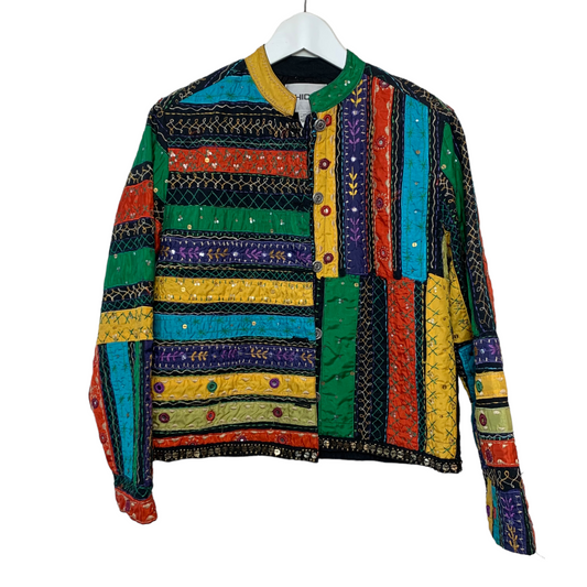 Vintage 90s Chico's Colorful Embroidered Jacket 0 Small 4