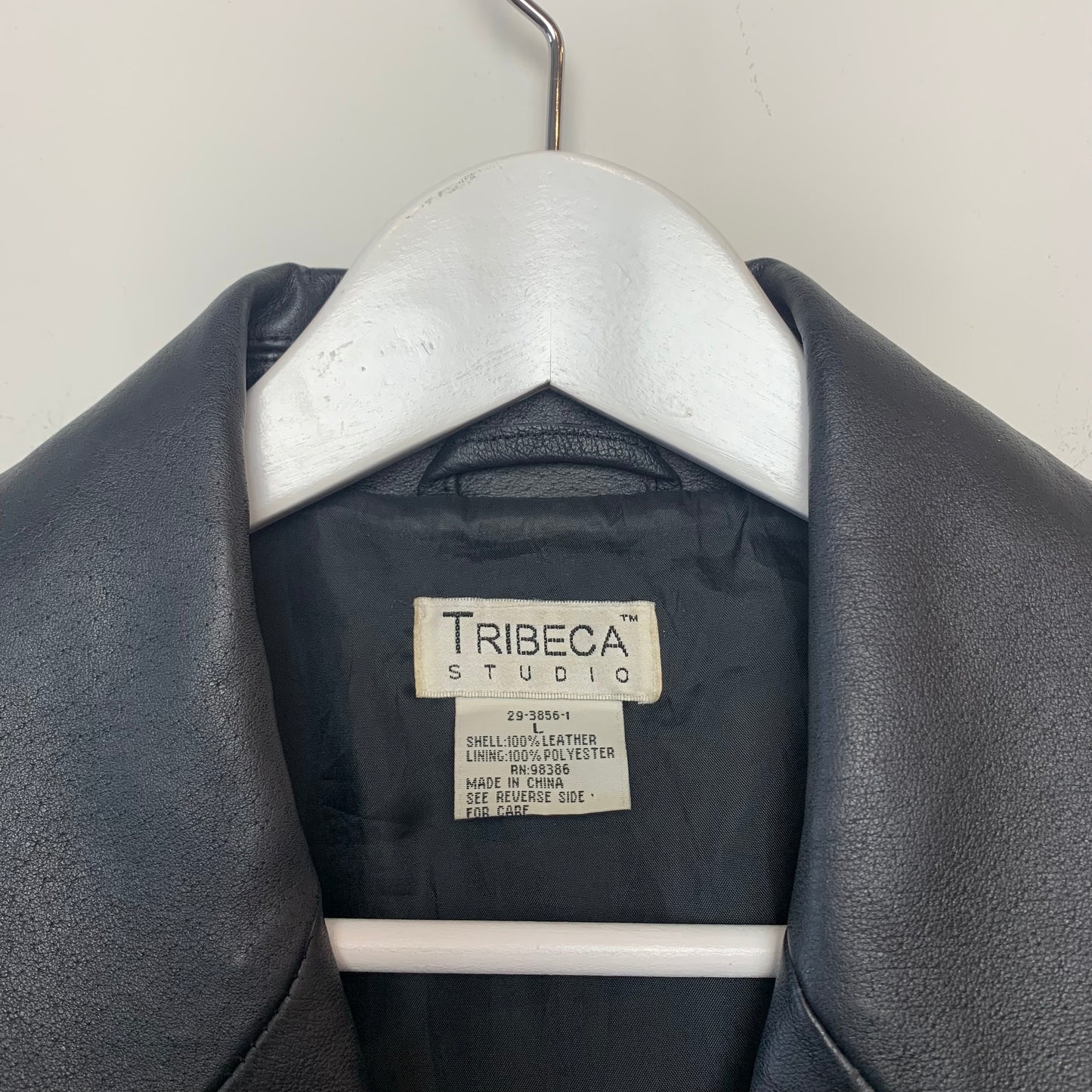 Vintage 90s Tribeca Studio Black Leather Blazer Jacket Large