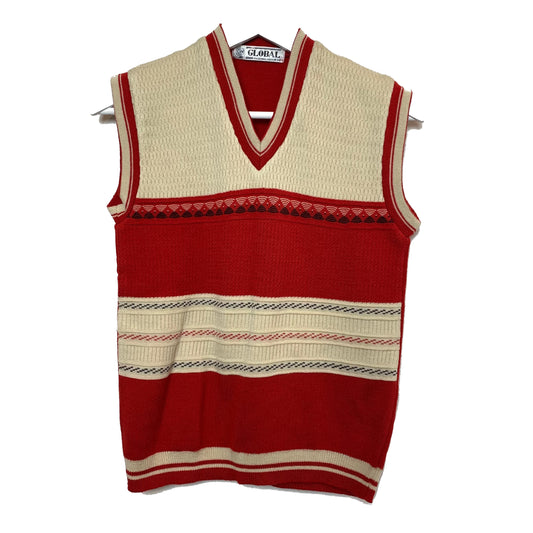 Vintage Global Red Knit Sweater Vest Small