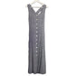 Vintage 90s Carol Anderson Black and White Polka Dot Cross back Maxi Dress with Shell Buttons 10