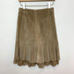 June Suede Leather Flared Skirt with Ruffle 0