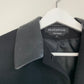 90s Braebrook Black Cropped Blazer Jacket Coat with Leather Collar and Trim Size Small