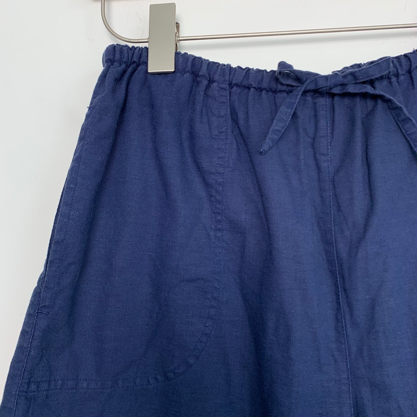 Vintage White Stag Navy Blue Drawstring Shorts Linen Cotton Small
