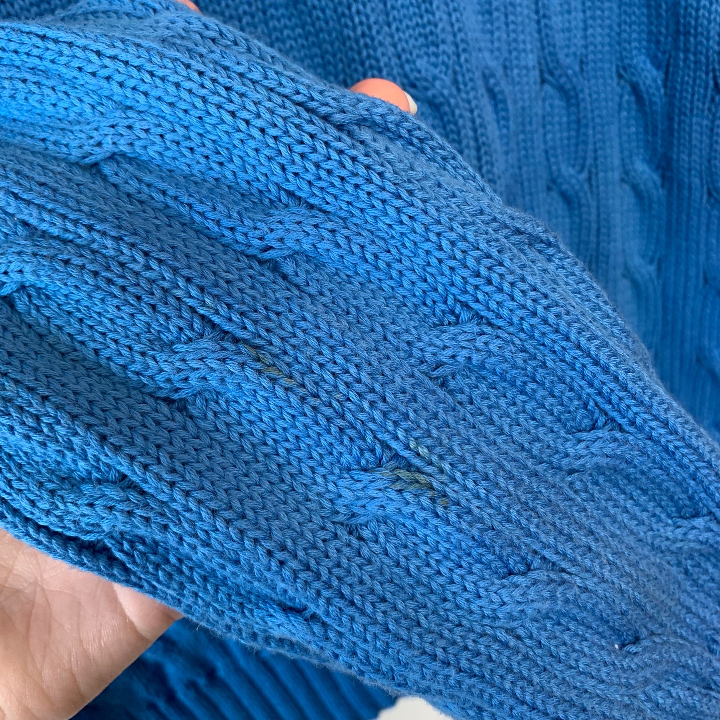 Ralph Lauren Cable-Knit Cotton Crewneck Sweater Blue Medium