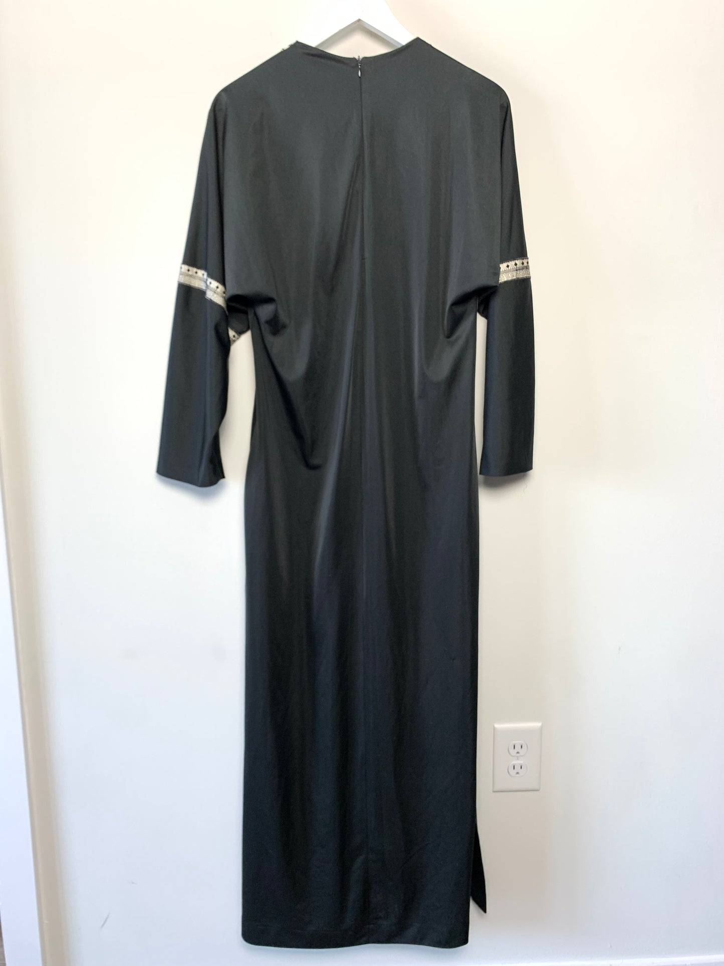 1970s Vanity Fair Black Kaftan Dress Maxi Made in the USA Small Caftan