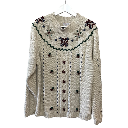 80s 90s i.c. isaacs Sweater Chunky Knit Neutral Large