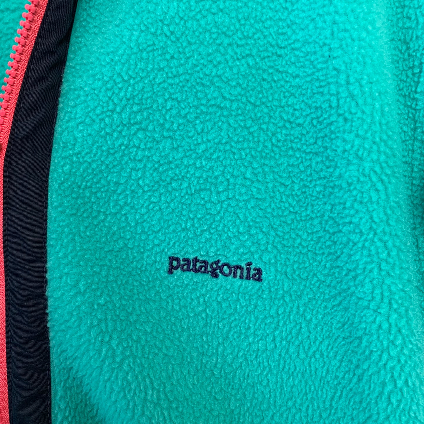 Vintage 80s Patagonia Fleece Half Zip Pullover Teal and Pink Made in the USA Medium