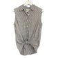 Vintage 90s L.L. Bean Black and White Gingham Sleeveless Button Down Collared Shirt Cotton Small