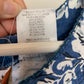 Vintage 1980s Erika Floral Dress Blue and White Midi Medium Cotton